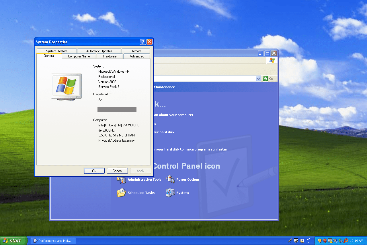 Системная информация Windows XP