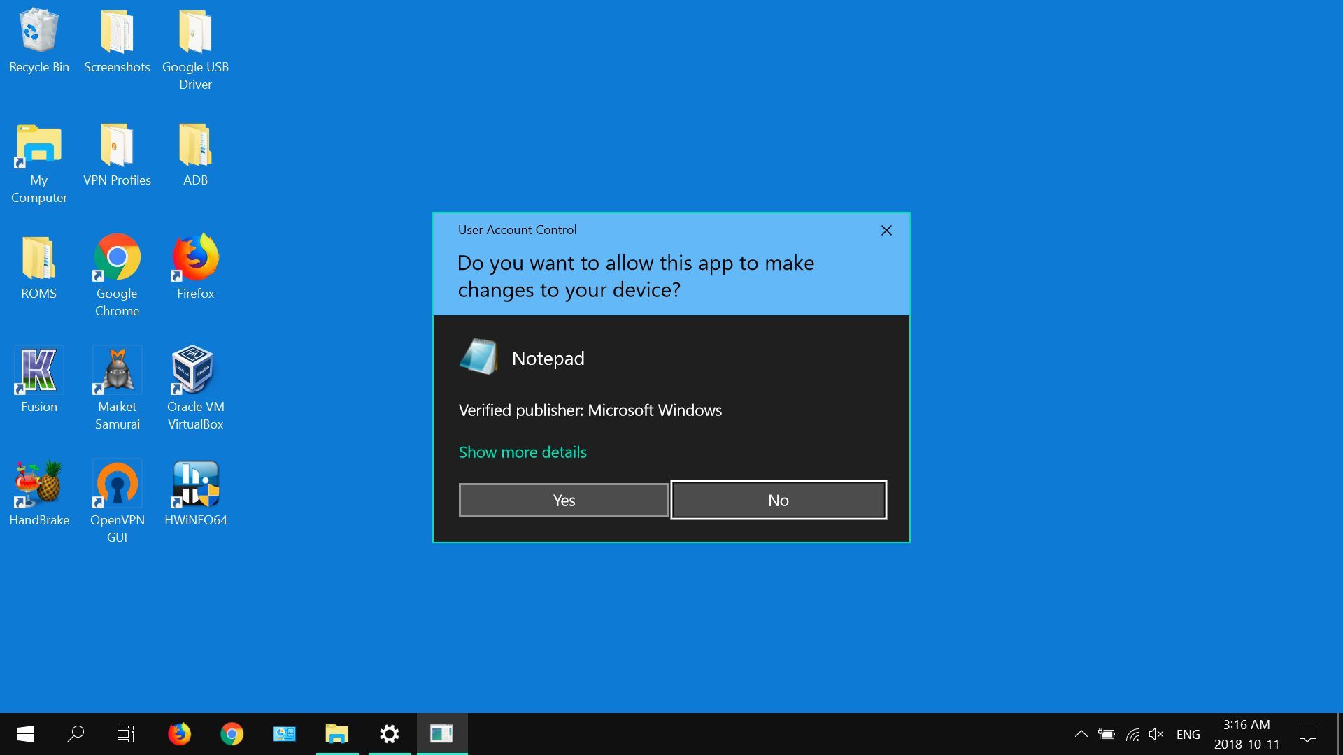 Скриншот Windows' UAC box.