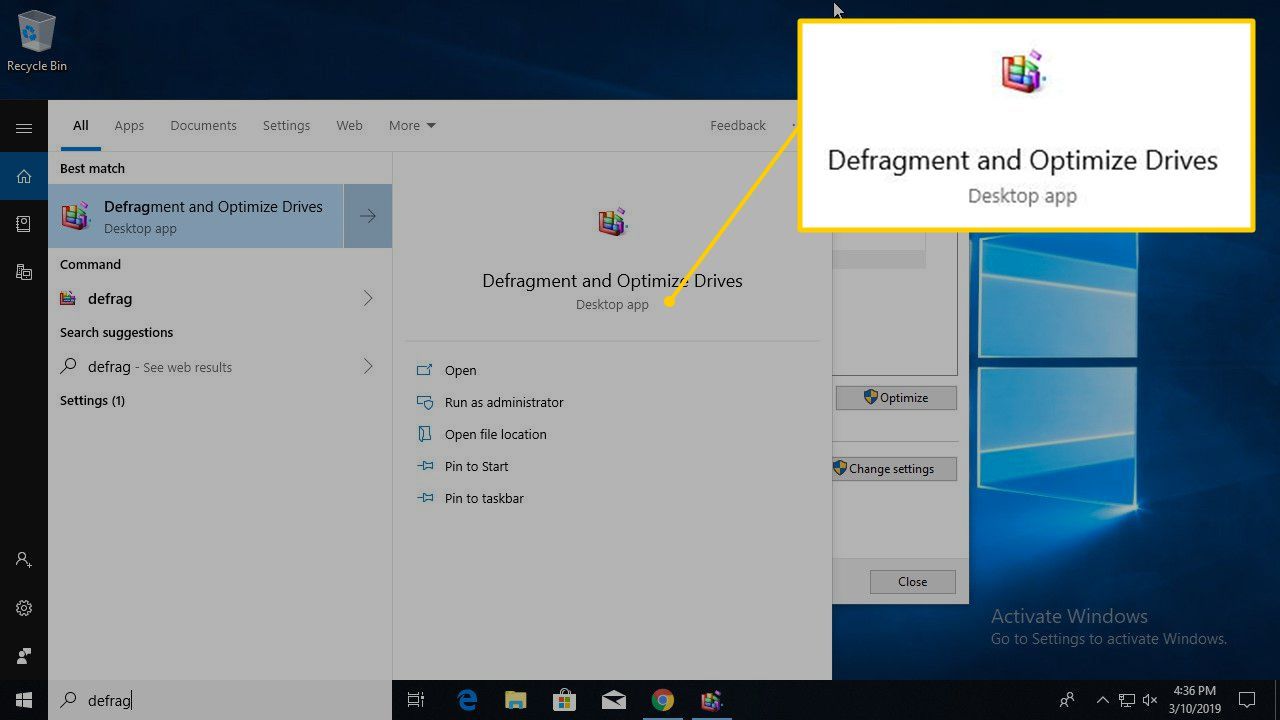 Значок приложения «Дефрагментация и оптимизация дисков» для Windows 10