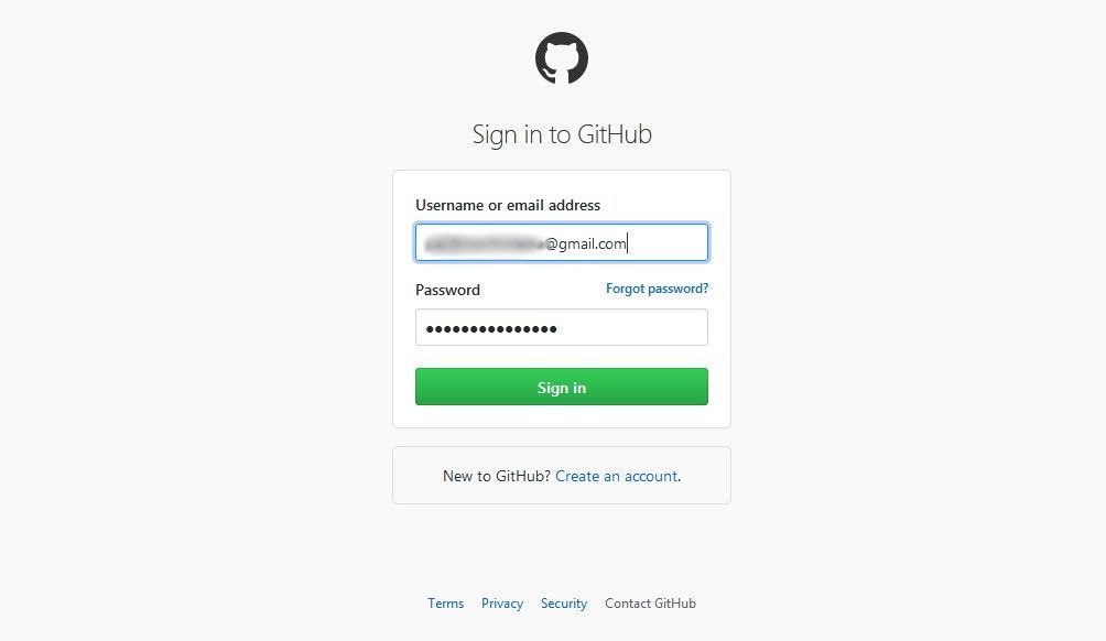 Скриншот GitHub's sign in page.
