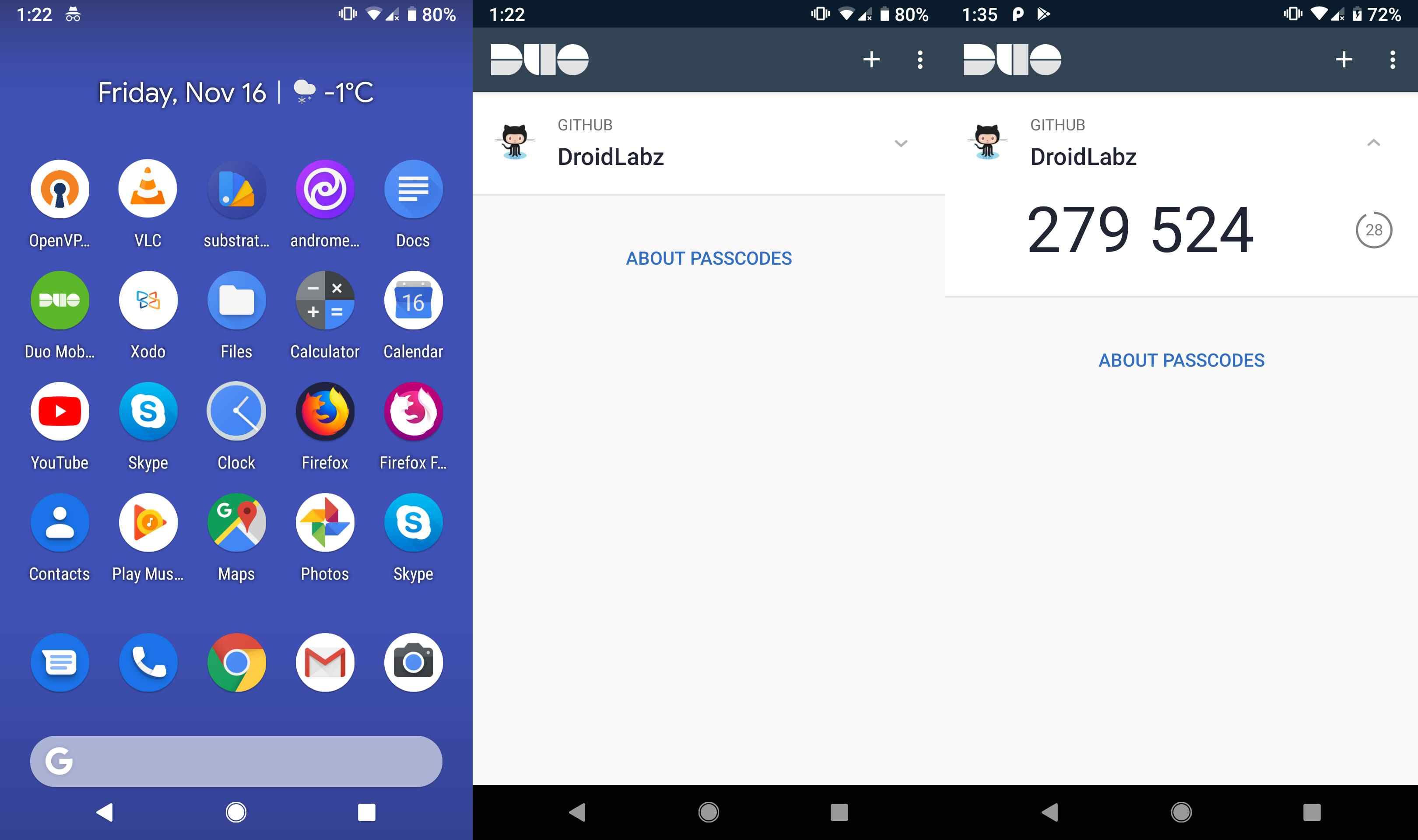 Снимок экрана: Duo Mobile создает пароль для стороннего аккаунта.