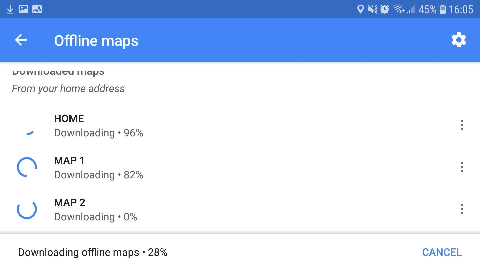 Карты Google - загрузка автономных карт