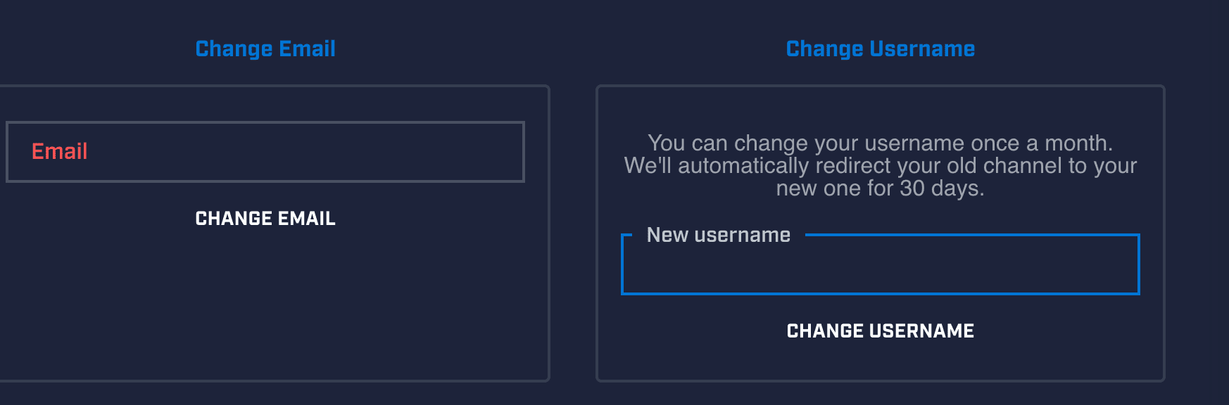 Возможность изменить имя пользователя отображается в синем прямоугольнике.