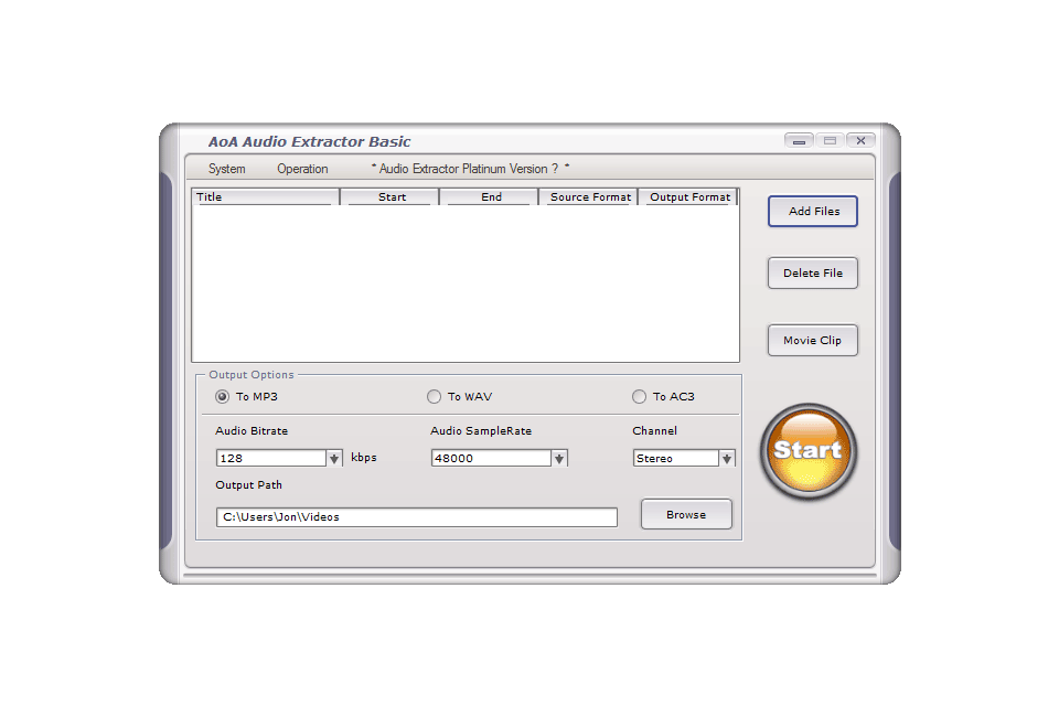 AoA Audio Extractor Базовый конвертер видео в MP3