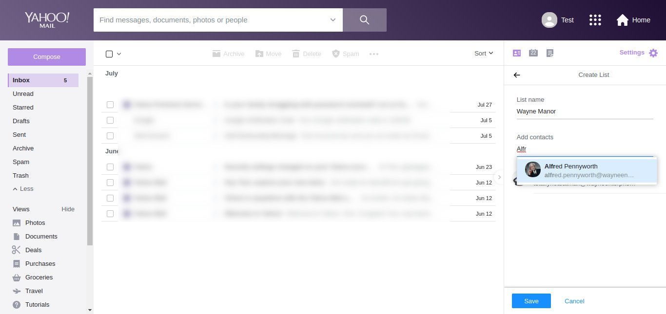 Yahoo Mail добавить контакт в список