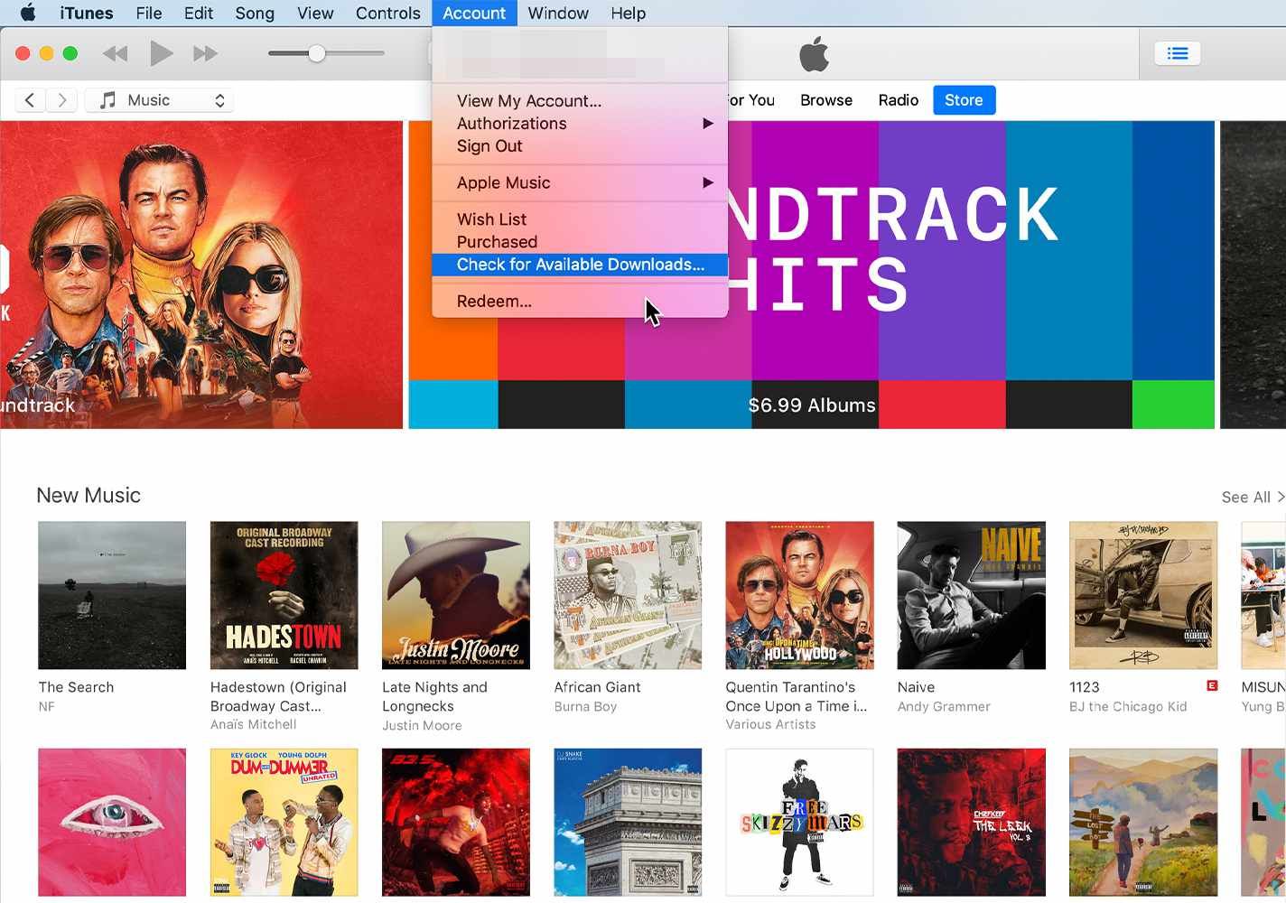 Проверьте наличие доступных загрузок в iTunes Store на Mac