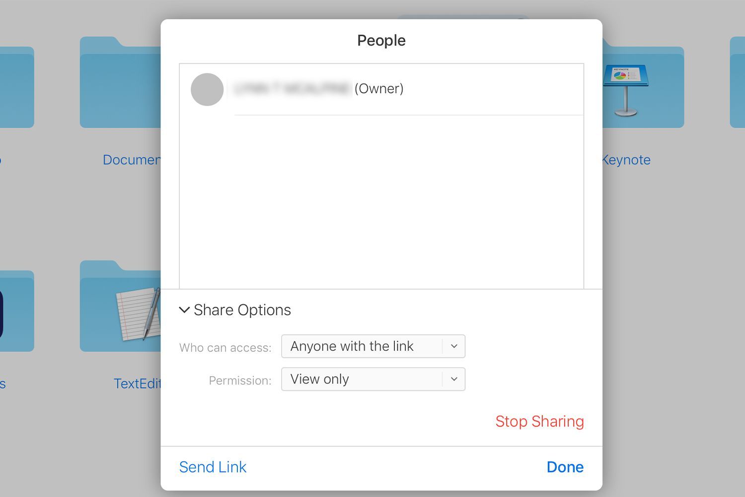 Скриншот того, как перестать делиться видео iCloud