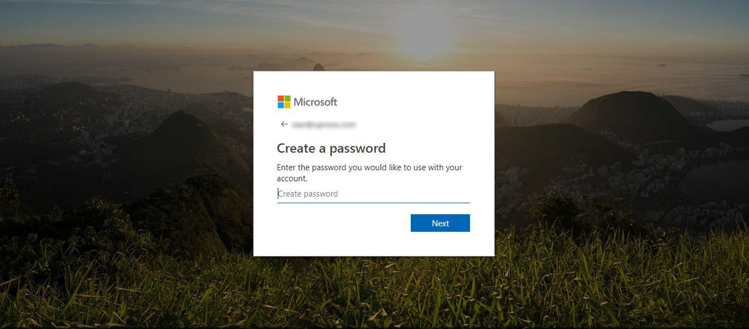 Страница пароля учетной записи Microsoft