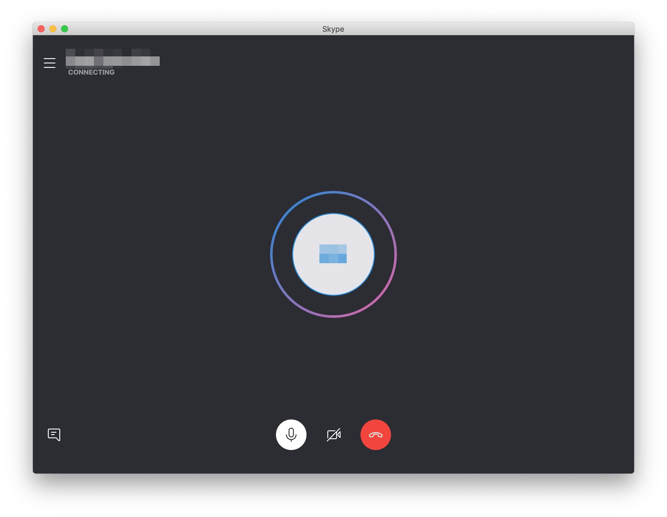 Экран вызова Skype для macOS