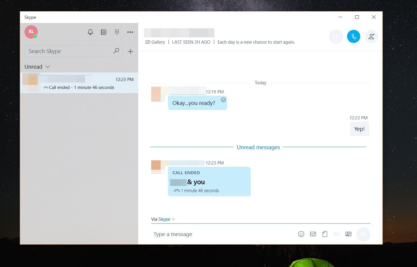 Скриншот Skype на Windows 10