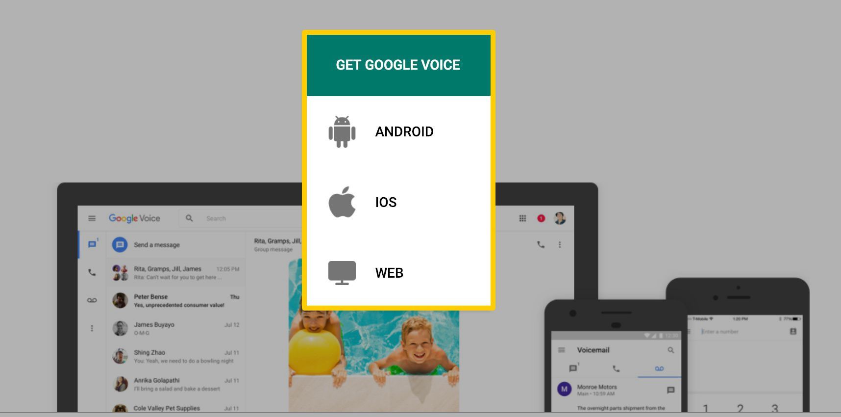 Android, iOS или веб-опции для Google Voice