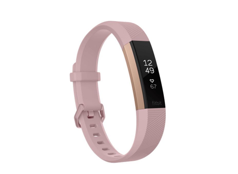 Снимок экрана Fitbit Alta HR в розовом.