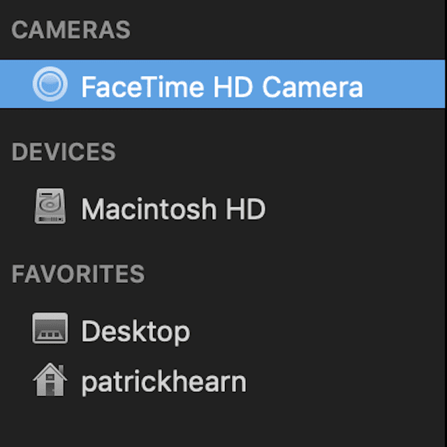 Выберите Facetime HD Camera.