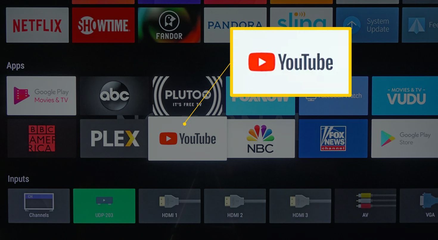 Снимок экрана приложения YouTube на Smart TV