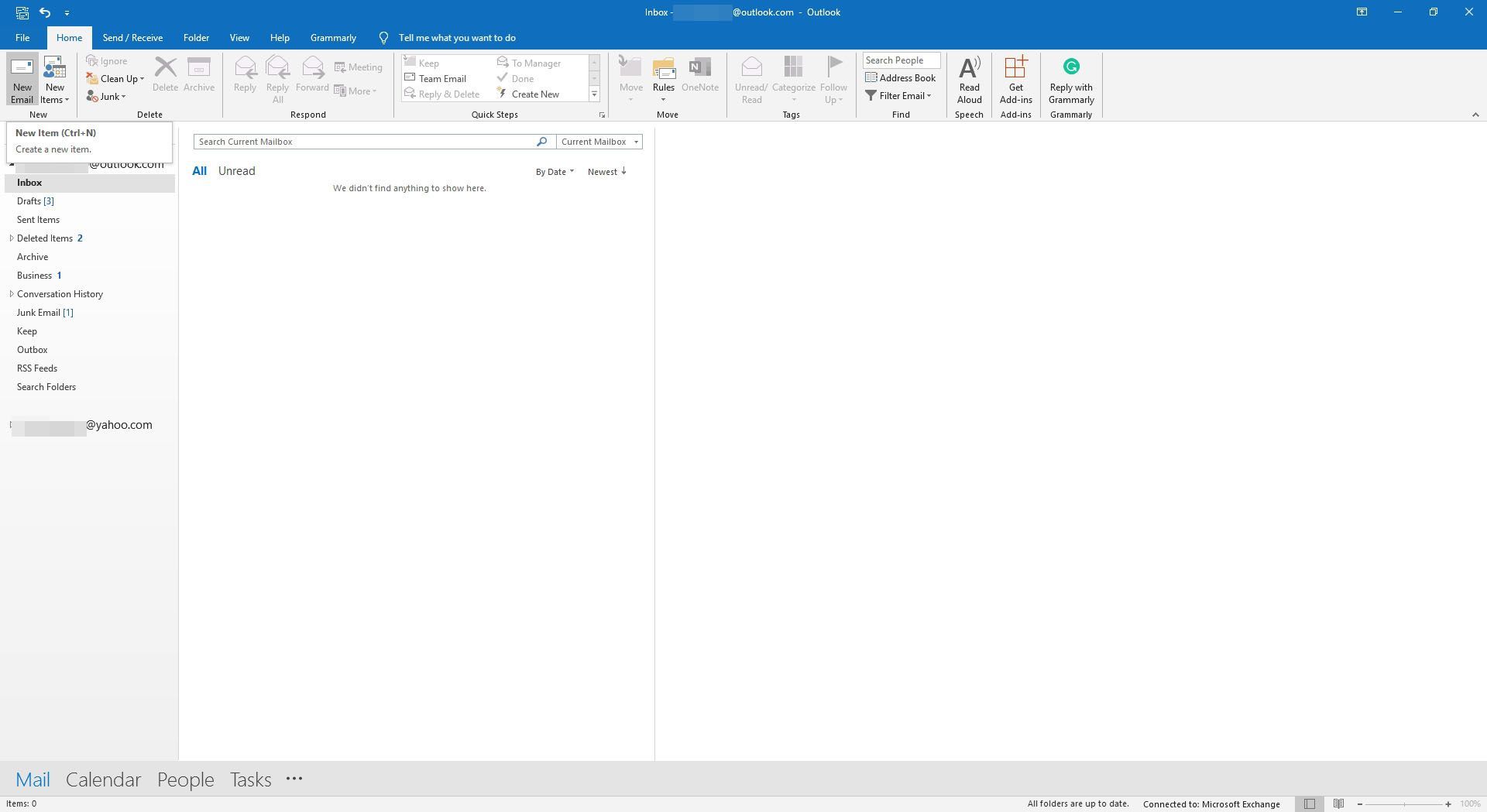 Создание нового электронного письма в Outlook.