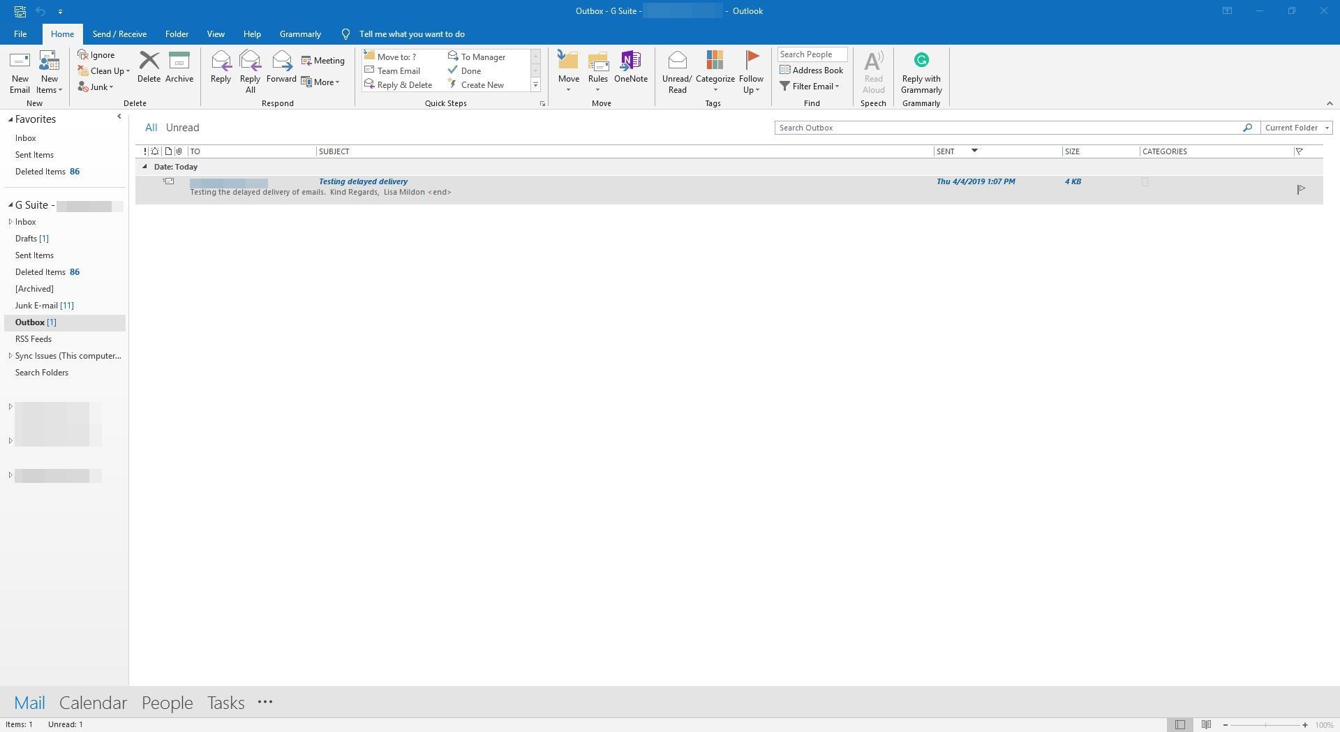 Задержка доставки электронной почты в исходящие в Outlook.
