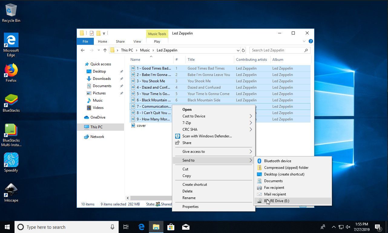 Windows 10 отправляет музыку на диск