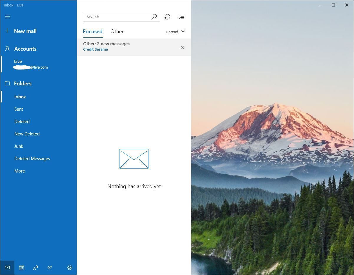 Снимок экрана Windows Mail
