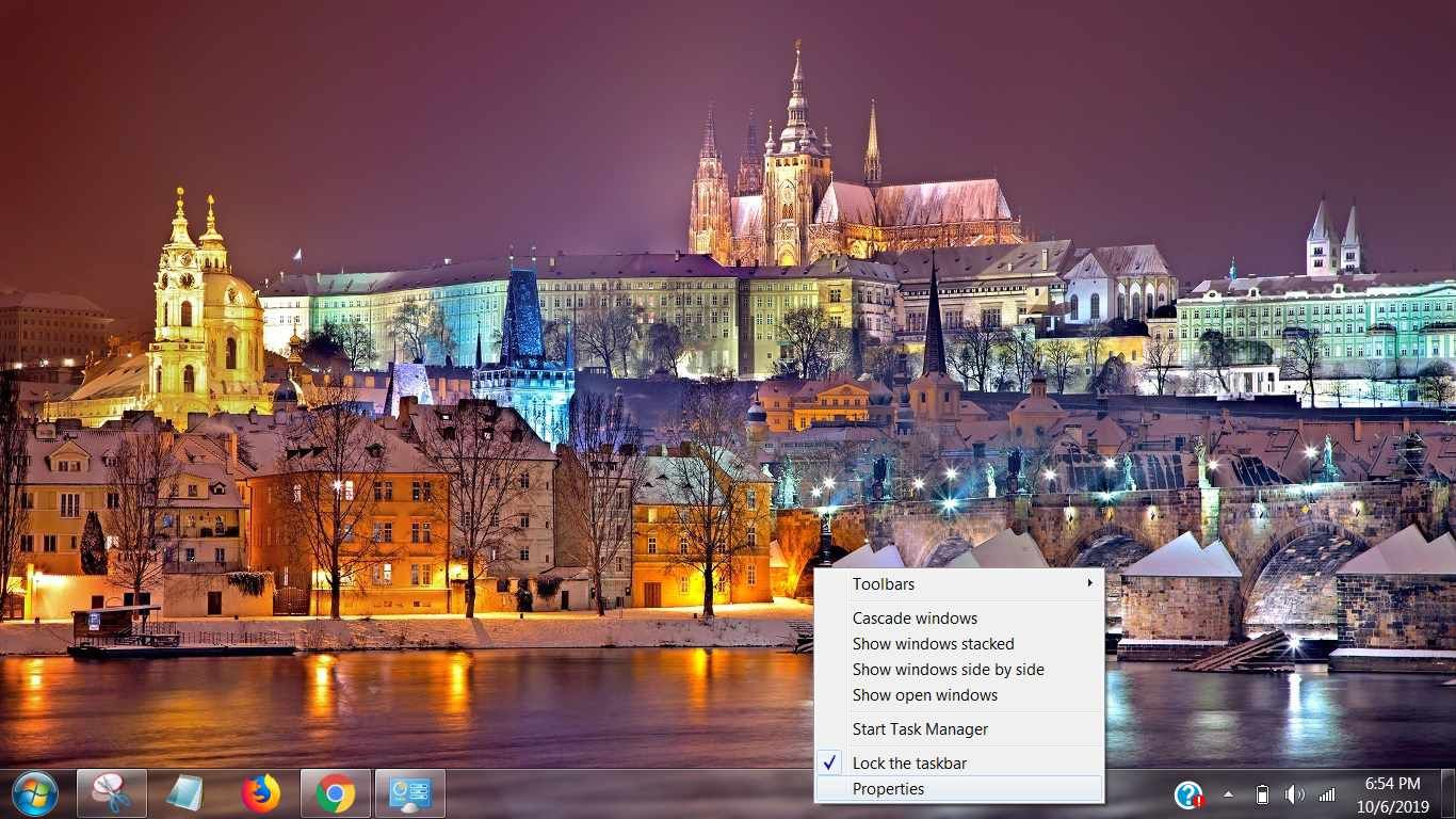 Снимок экрана, показывающий панель задач в Windows 7