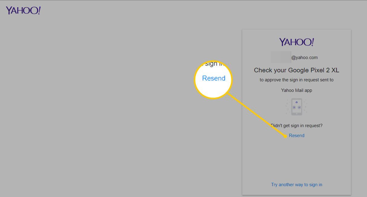 Кнопка повторной отправки в Yahoo Mail в Интернете