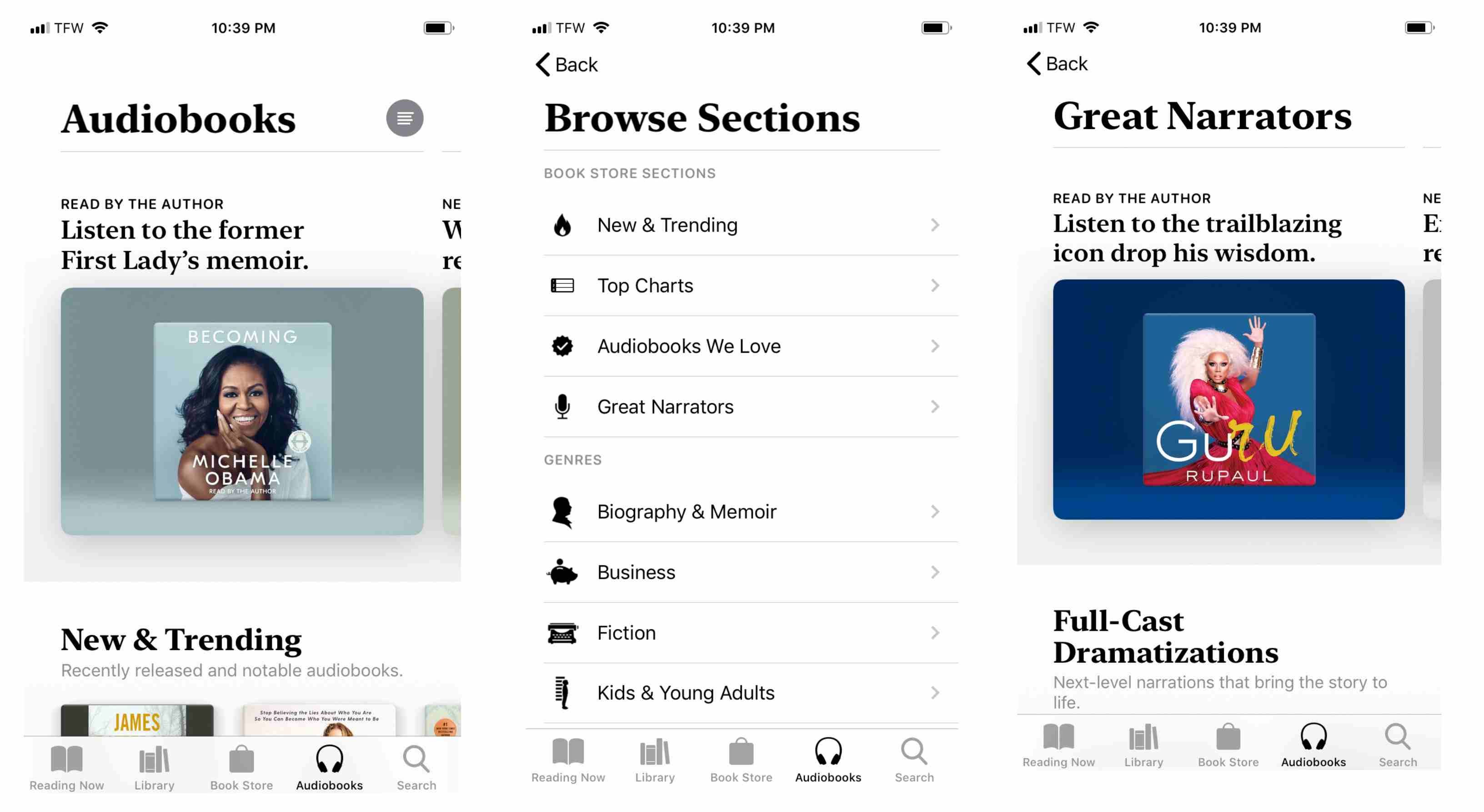 Снимок экрана аудиокниги Apple Books на iPhone
