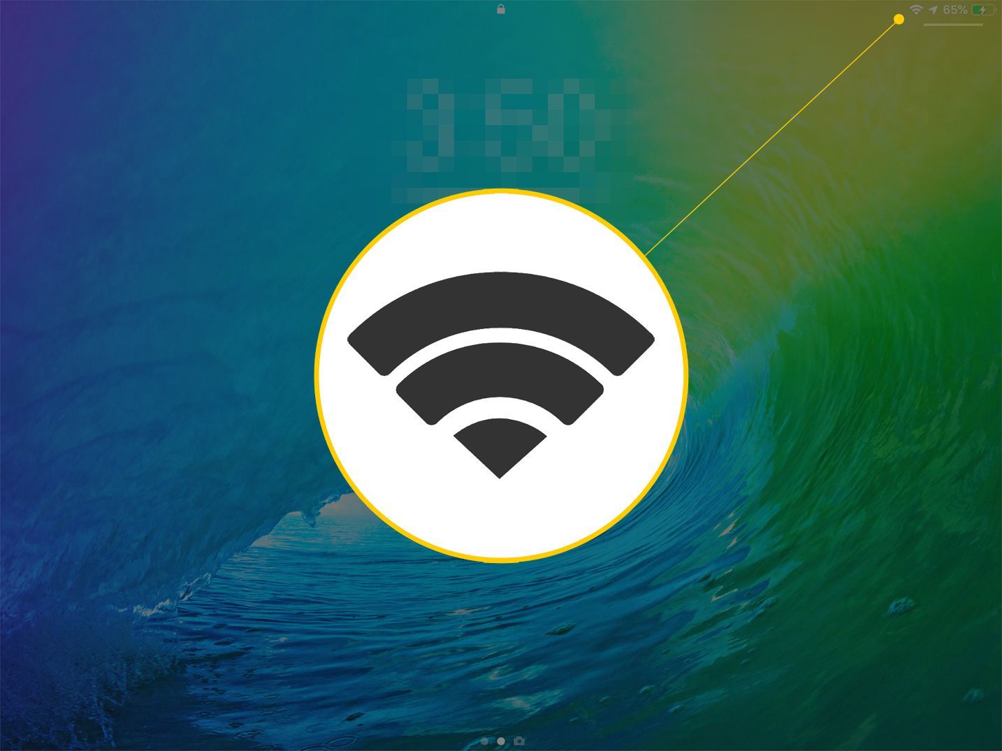 Символ Wi-Fi на iPad, увеличенный