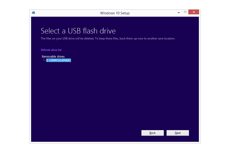 Снимок экрана, показывающий, как поставить Windows 10 на флешку