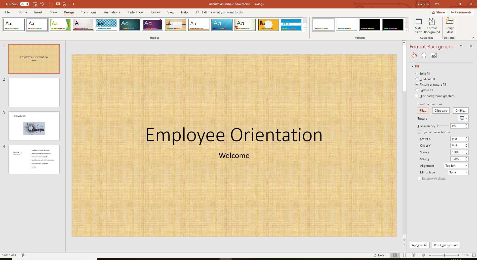 Снимок экрана, показывающий, как выбрать параметр «Вставить картинку из» в PowerPoint