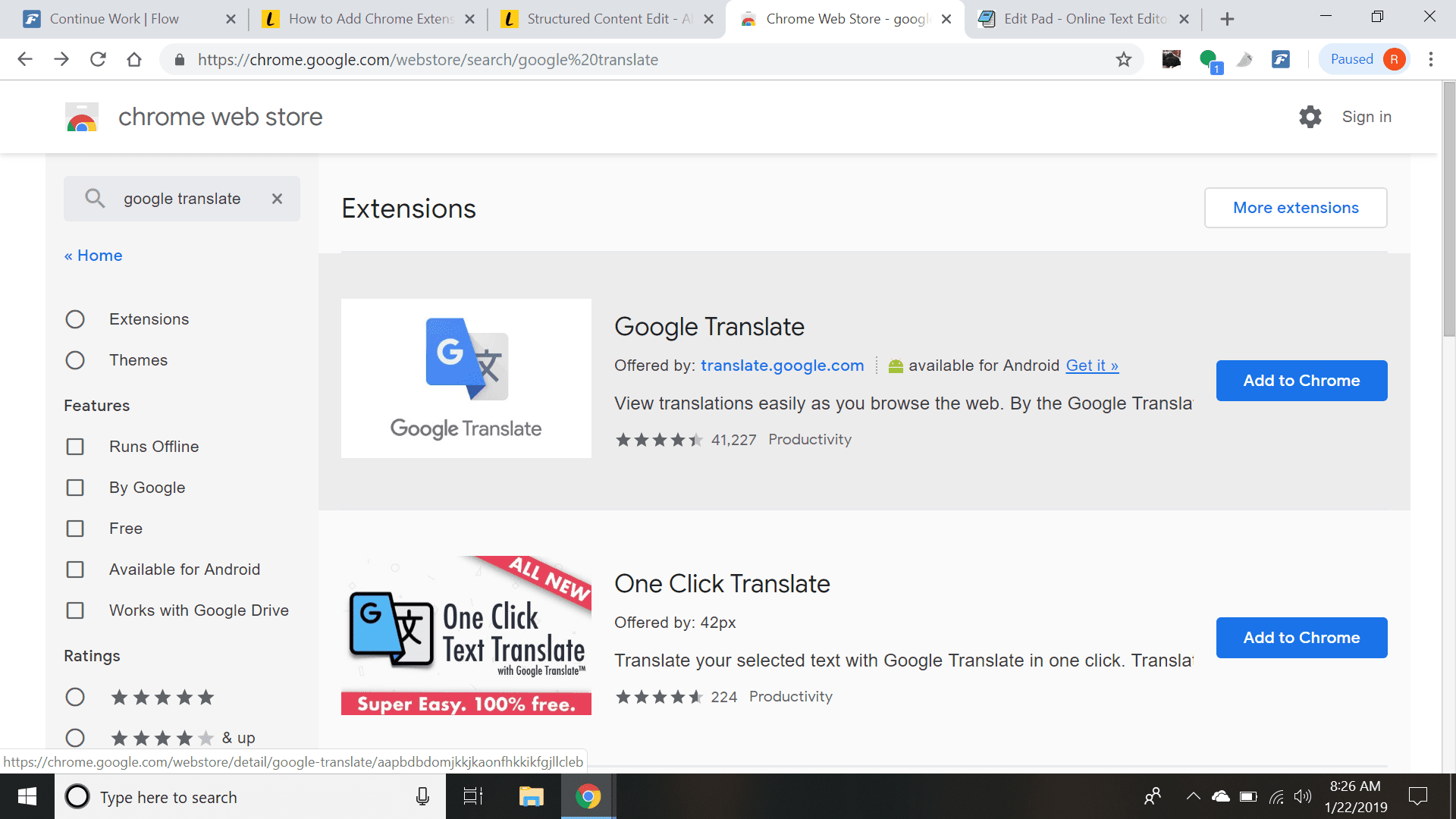 Выберите «Добавить в Chrome» или выберите расширение, чтобы открыть страницу сведений для получения дополнительной информации.