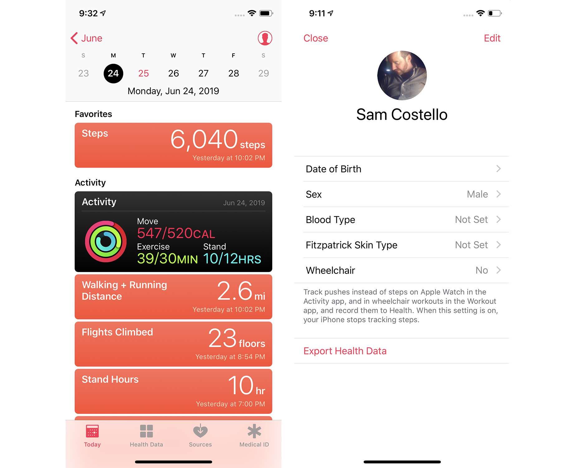 Скриншоты добавления жизненно важных данных в приложение Apple Health
