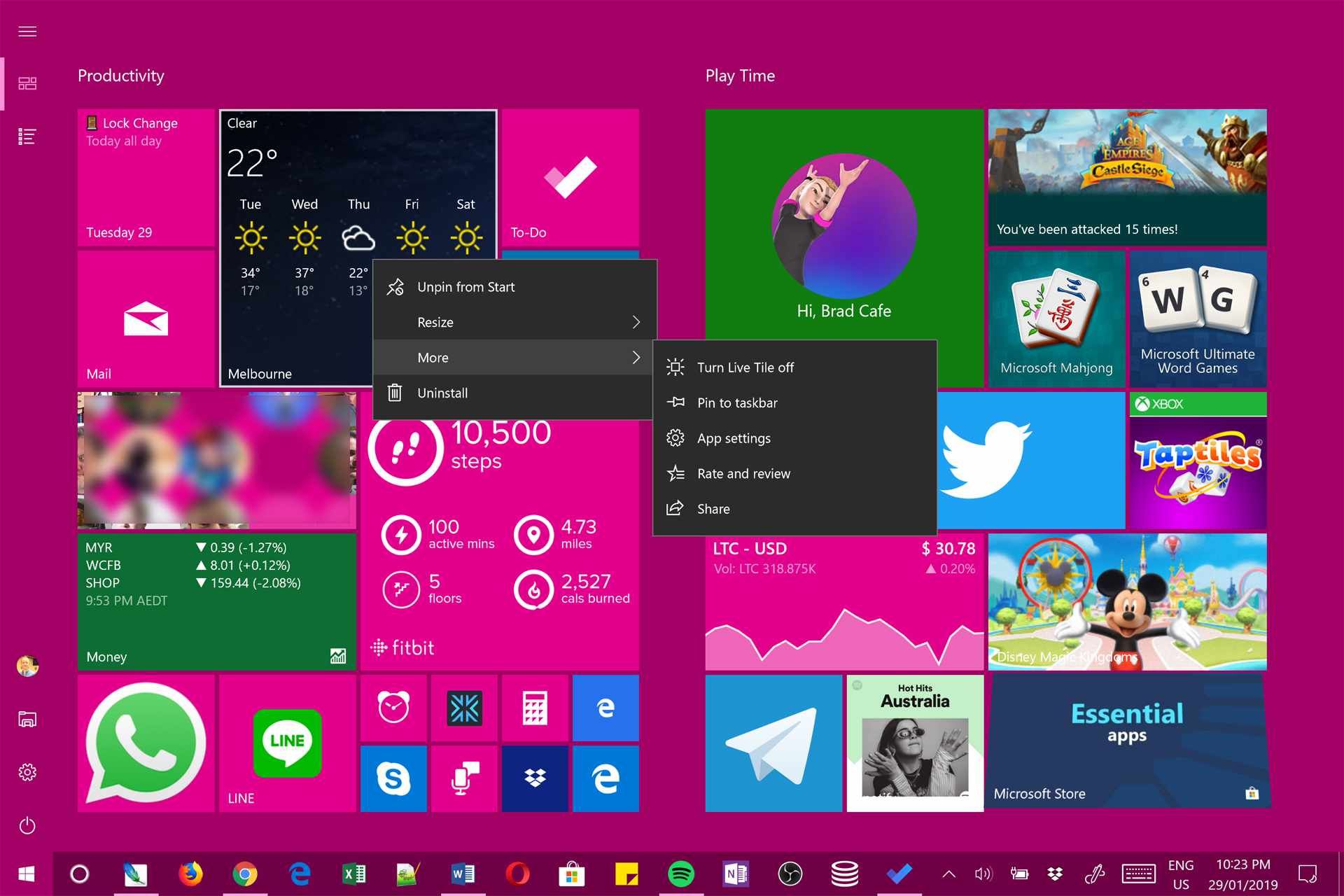 Включение и выключение Windows 10 Start Menu Live Tile.