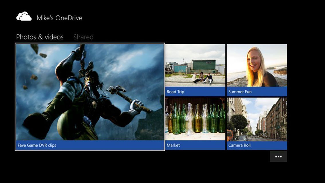 Снимок экрана Microsoft's Xbox One OneDrive Application