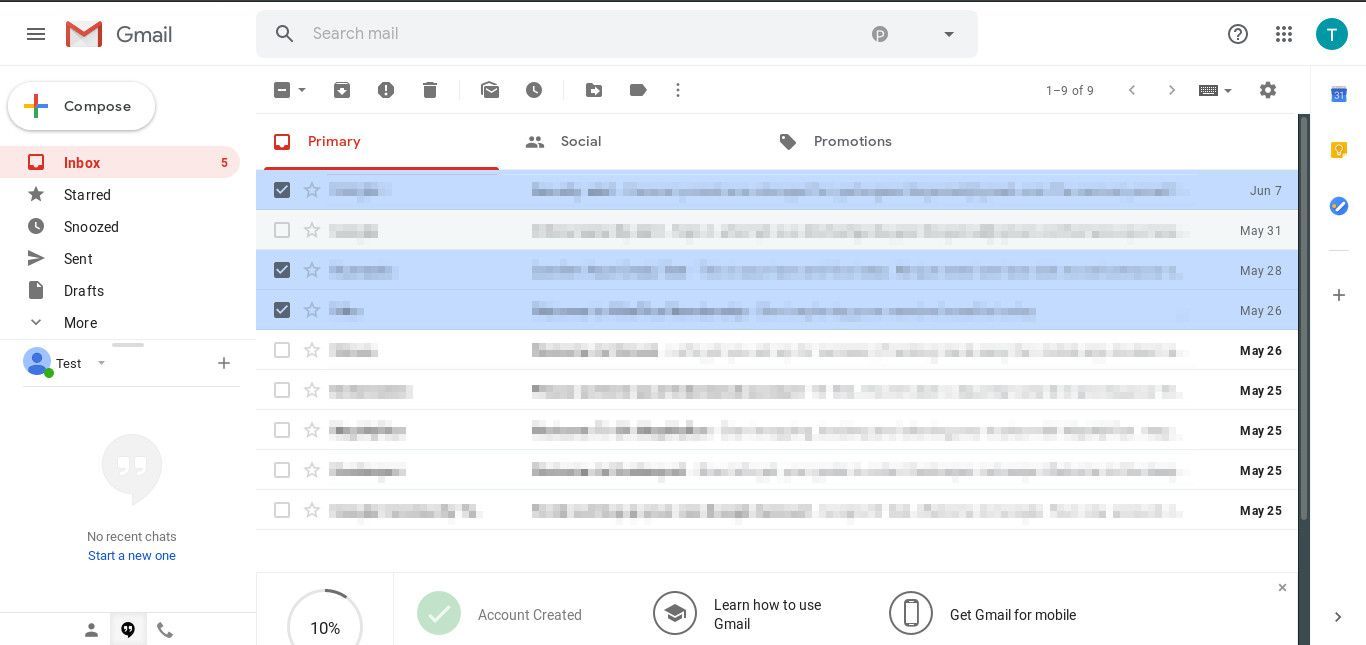 Входящие сообщения Gmail отмечены как прочитанные