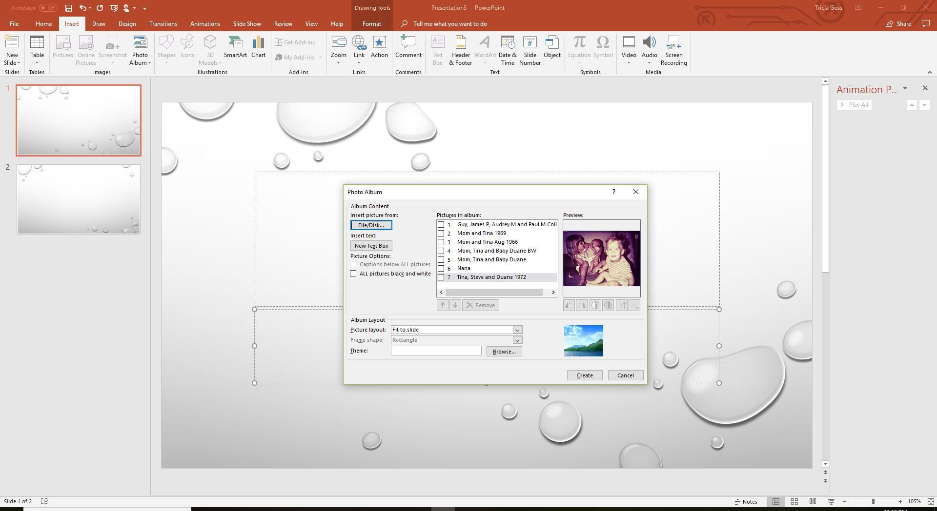Скриншот, показывающий, как создать фотоальбом в PowerPoint.
