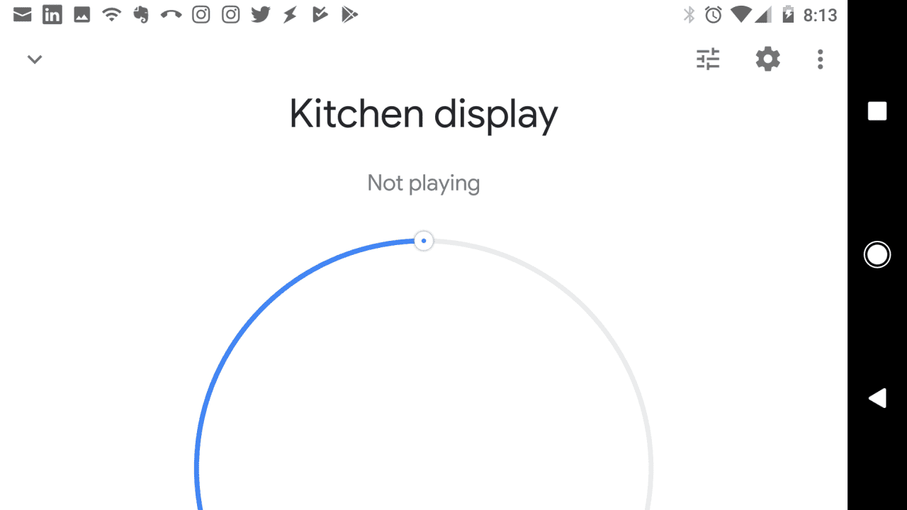 Снимок экрана дисплея устройства Google Home