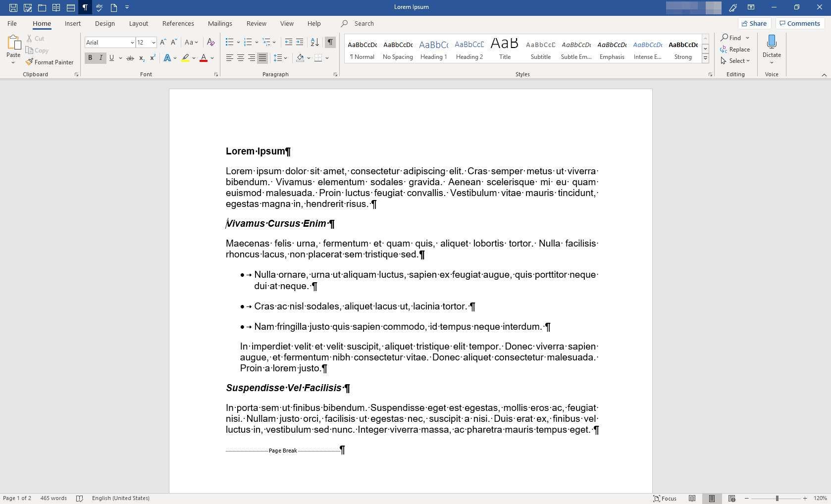 Документ MS Word с отображаемыми отметками форматирования
