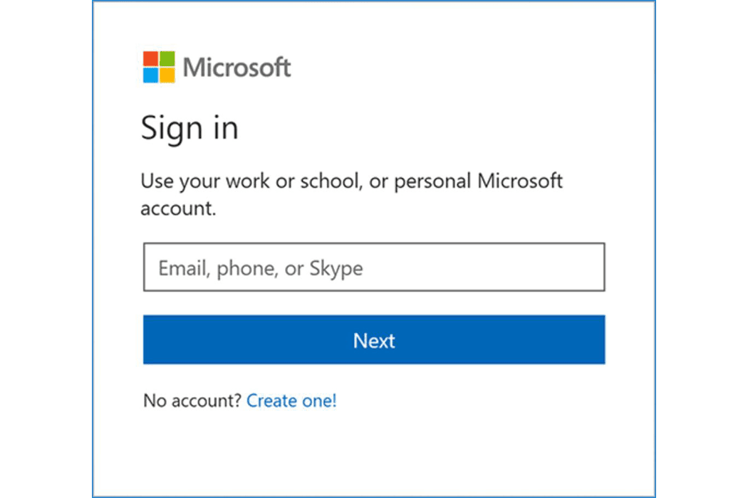 Изображение приглашения Microsoft для входа в систему.