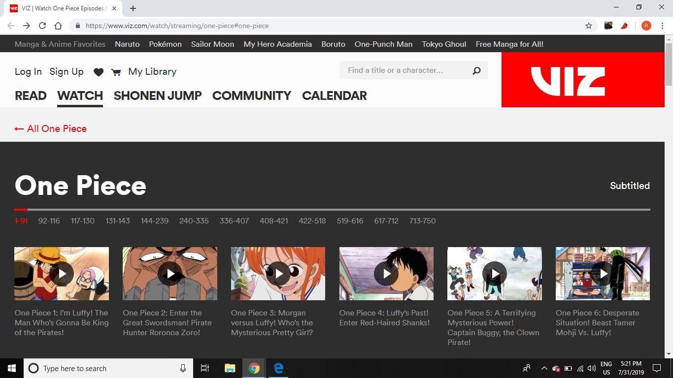 Смотреть эпизоды One Piece бесплатно онлайн на Neon Alley.