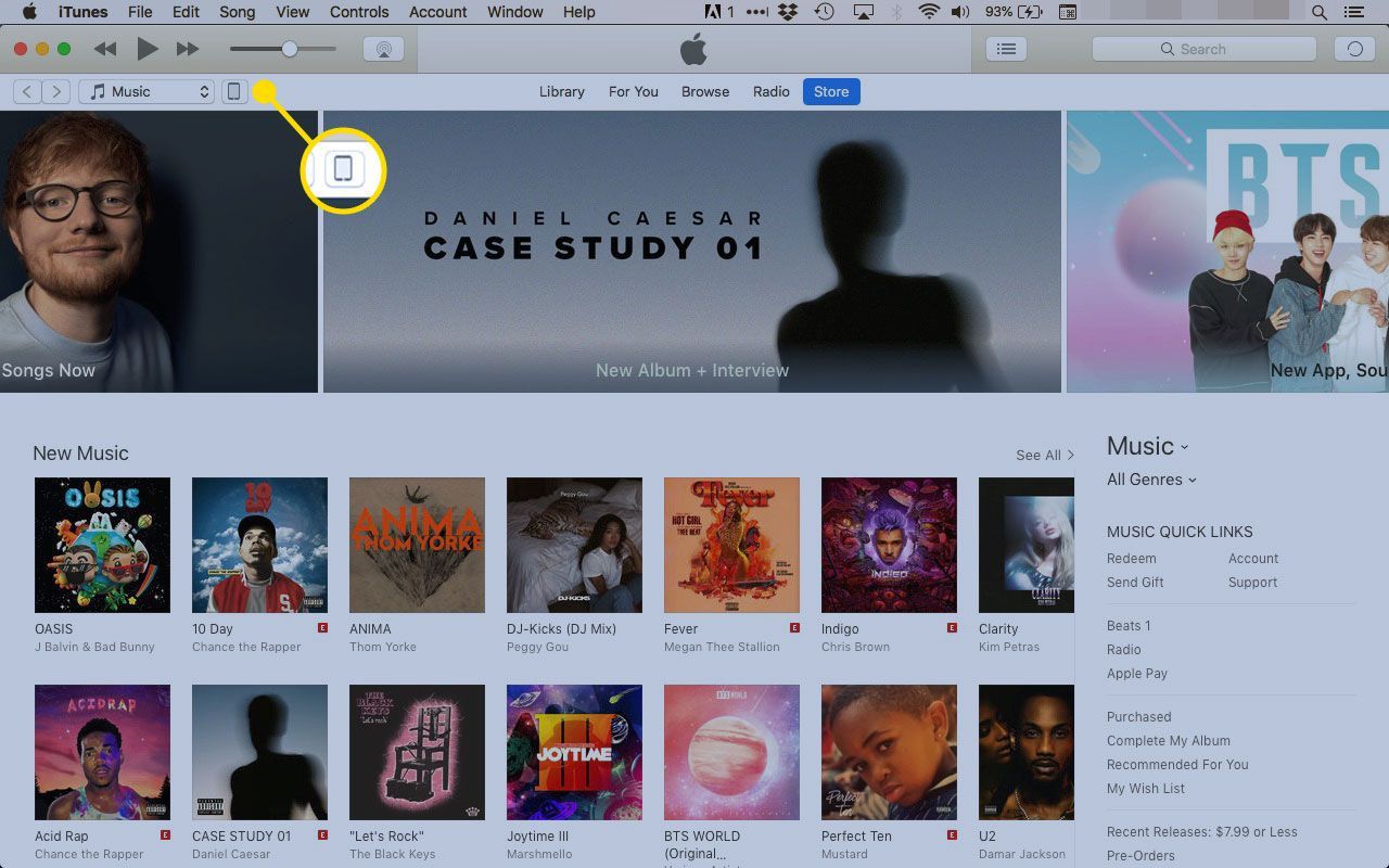 Значок устройства в iTunes
