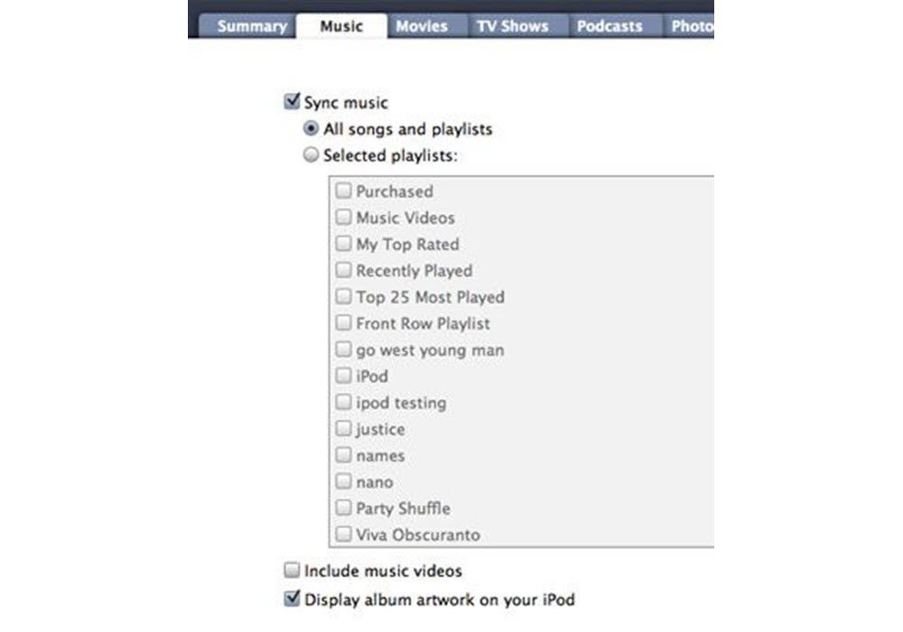 Снимок экрана, показывающий конкретные шаги по добавлению обложки альбома на некоторые старые iPod