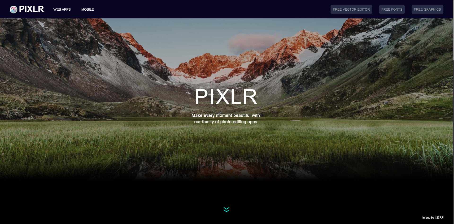 Скриншот домашней страницы Pixlr.