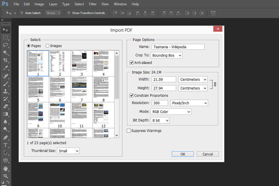 Photoshop конвертирует PDF в JPG