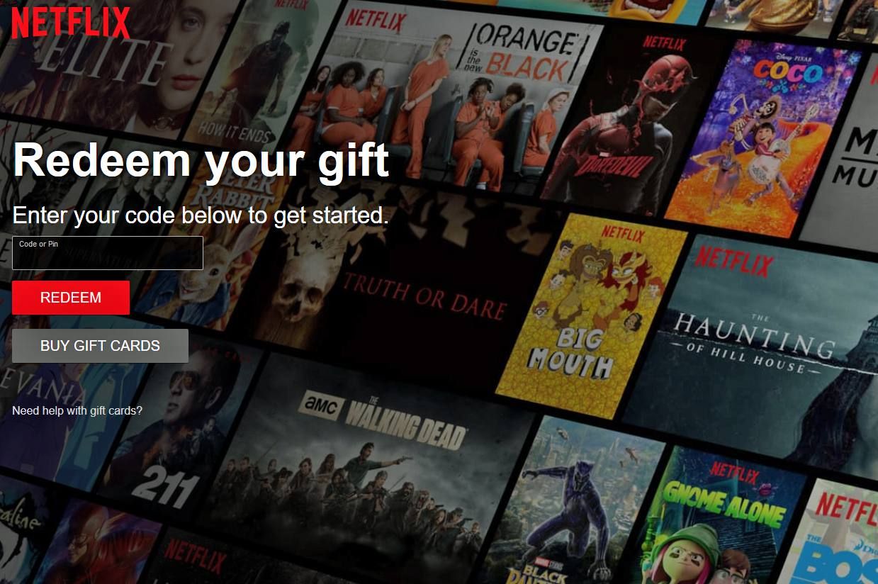 Скриншот погашения подарочных карт Netflix