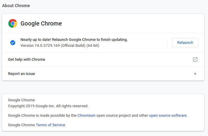 Перезапустить Google Chrome