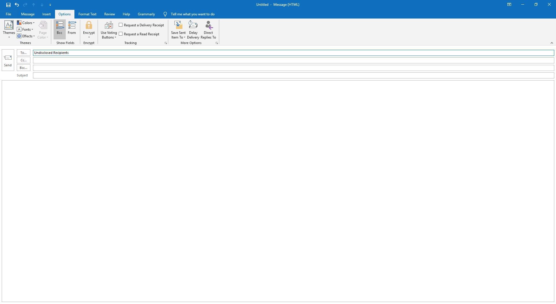 Запуск нового сообщения электронной почты в скриншоте Outlook