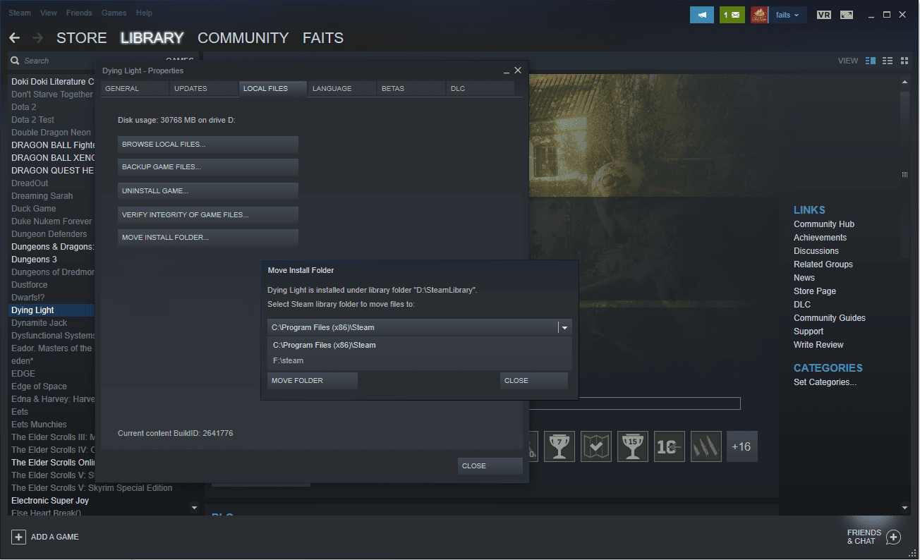 Скриншот меню выбора папки установки Steam.