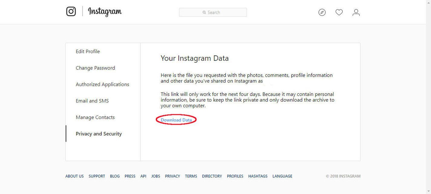Instagram загрузить данные веб-браузер