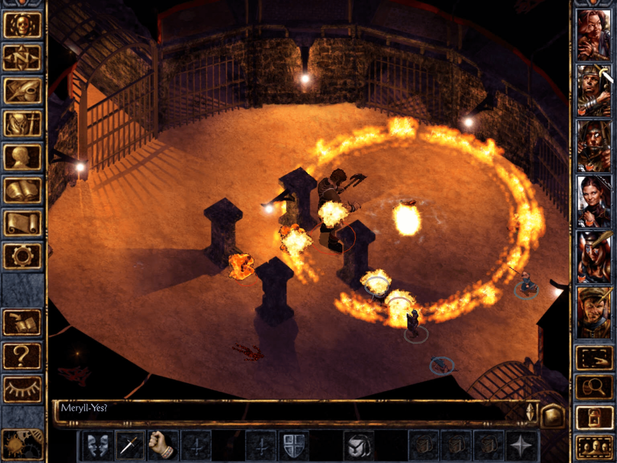 Игровая сцена с огненным кольцом