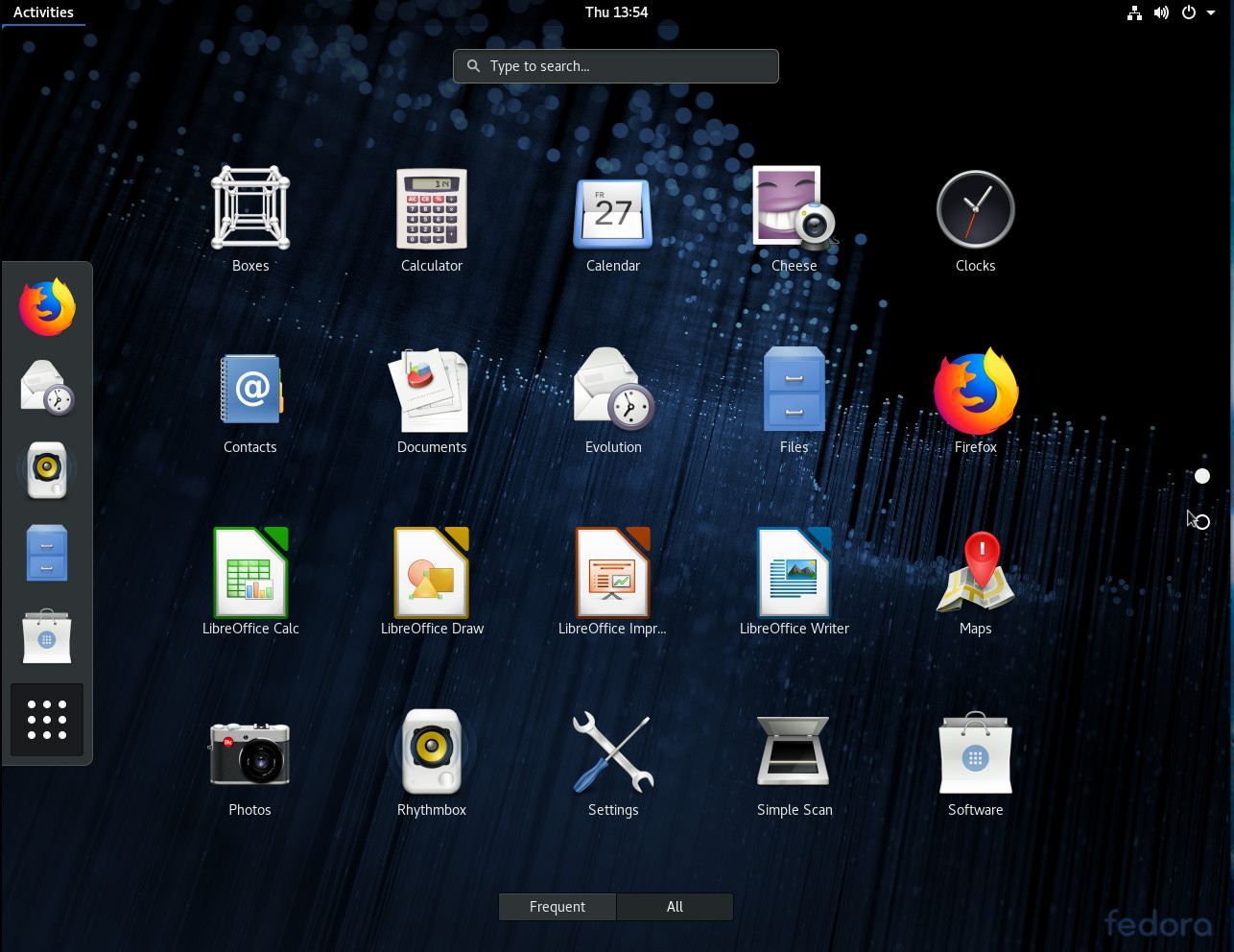 Скриншот, показывающий черту GNOME.