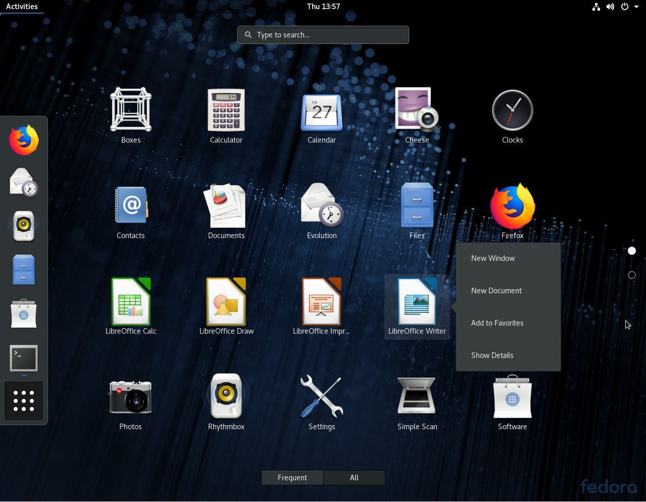 Снимок экрана, показывающий, как добавить приложение в избранное GNOME.